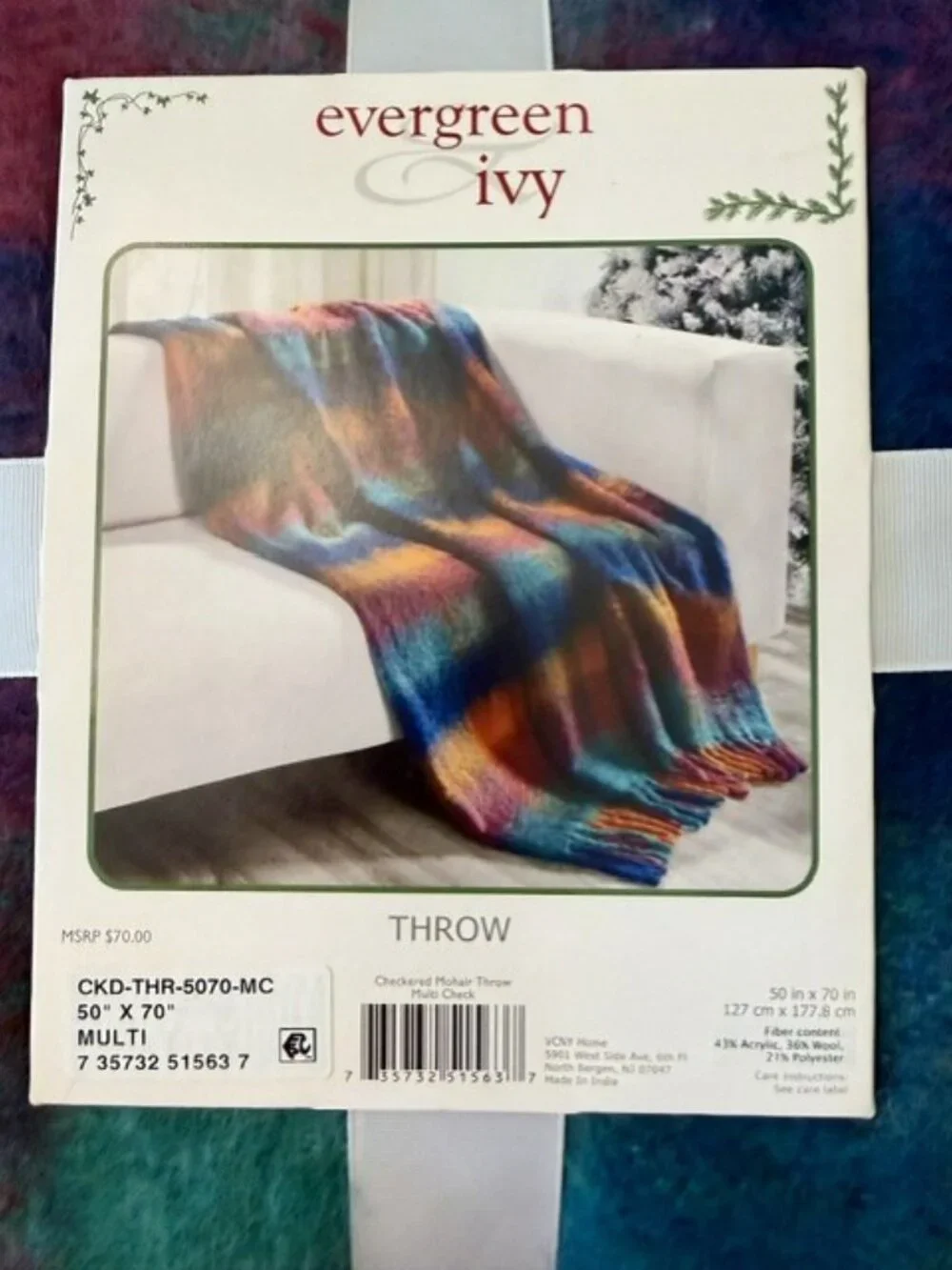 Checkered Faux Mohair Throw